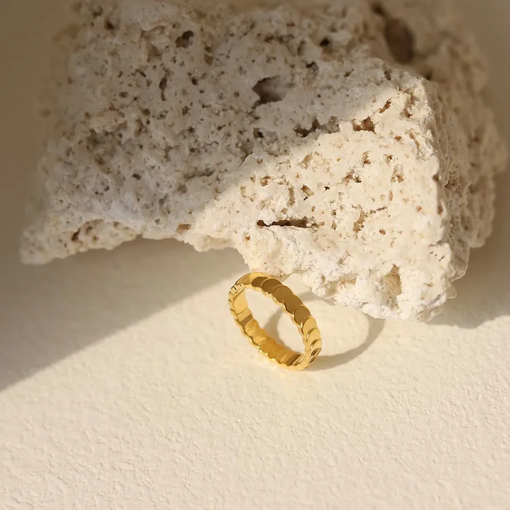 18K Gold Plated Minimalistic Sequins Ring